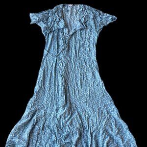 Blue floral wrap dress